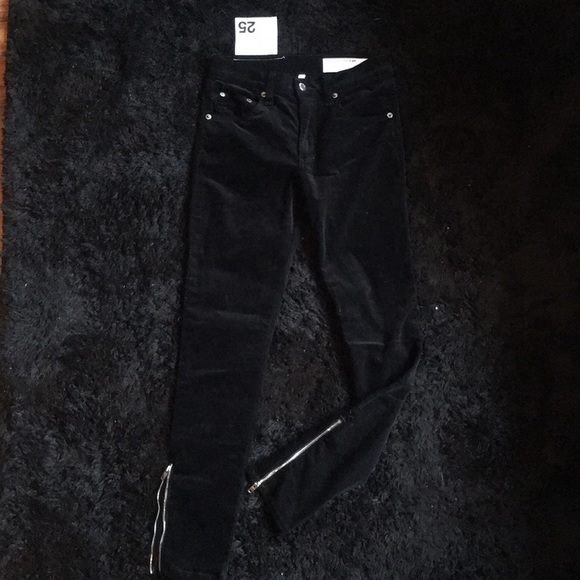 Rag & Bone/JEAN 10in Capri black velvet sz25 sz2 - Picture 4 of 5